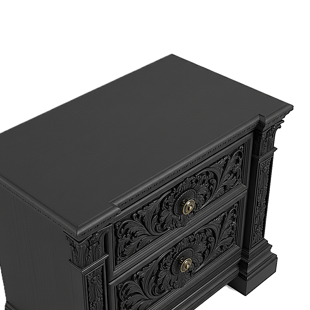 Château Élysian Bloom™ Hand - Carved Solid Wood Nightstand – handcrafted solid wood furniture