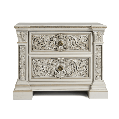 Château Élysian Bloom™ Hand - Carved Solid Wood Nightstand – handcrafted solid wood furniture