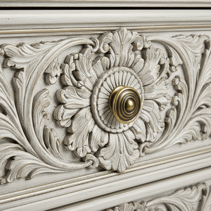 Château Élysian Bloom™ Hand - Carved Solid Wood Nightstand – handcrafted solid wood furniture