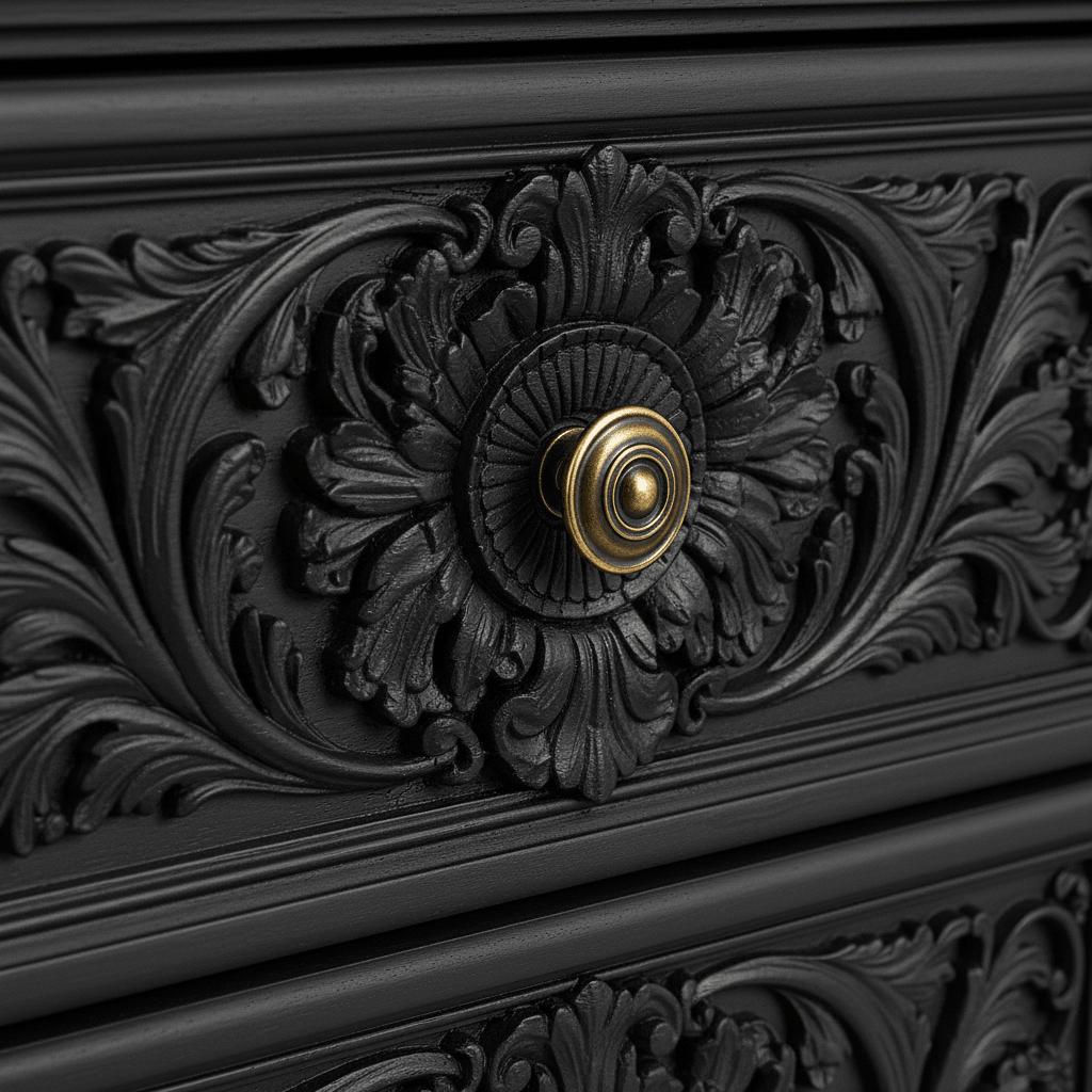 Château Élysian Bloom™ Hand - Carved Solid Wood Nightstand – handcrafted solid wood furniture