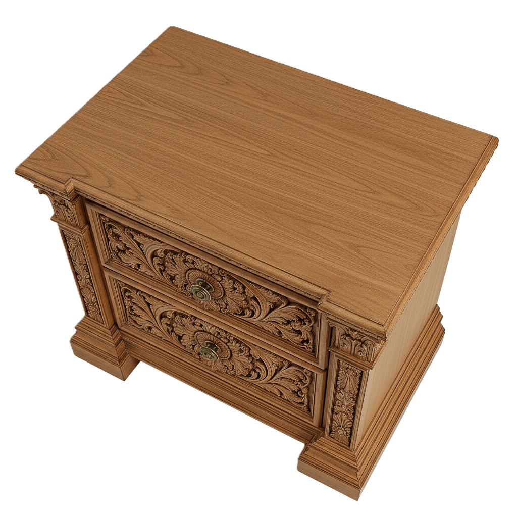 Château Élysian Bloom™ Hand - Carved Solid Wood Nightstand – handcrafted solid wood furniture