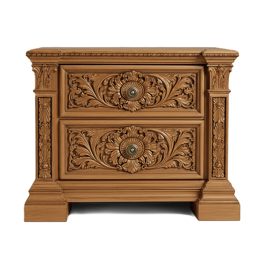 Château Élysian Bloom™ Hand - Carved Solid Wood Nightstand – handcrafted solid wood furniture