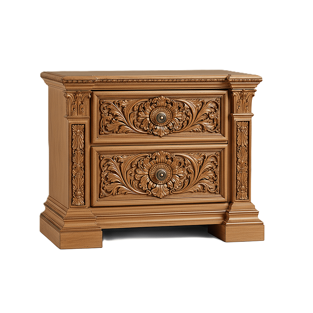 Château Élysian Bloom™ Hand - Carved Solid Wood Nightstand – handcrafted solid wood furniture
