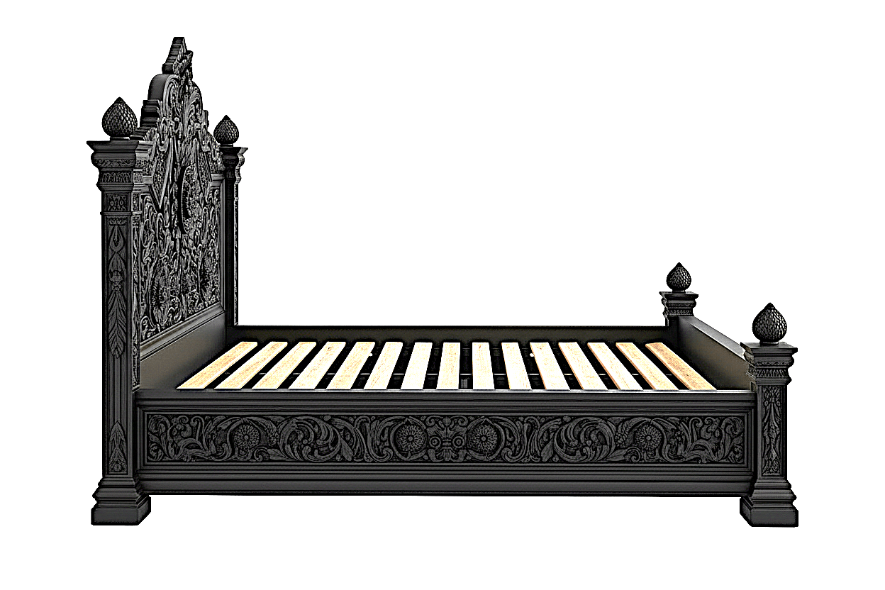 Château Élysian Bloom™ Hand - Carved Solid Wood Platform Bed & Bedroom Collection – handcrafted solid wood furniture
