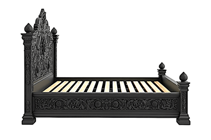 Château Élysian Bloom™ Hand - Carved Solid Wood Platform Bed & Bedroom Collection – handcrafted solid wood furniture