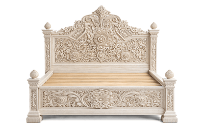 Château Élysian Bloom™ Hand - Carved Solid Wood Platform Bed & Bedroom Collection – handcrafted solid wood furniture