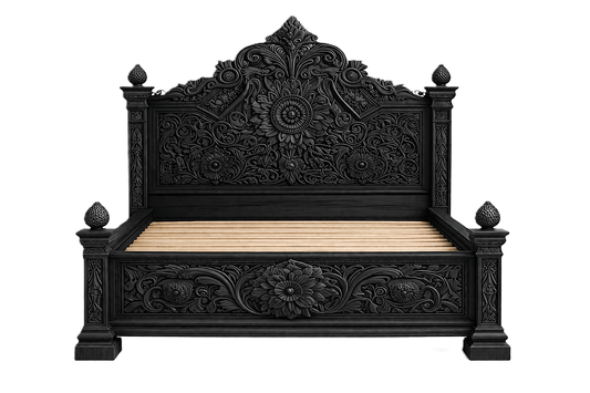 Château Élysian Bloom™ Hand - Carved Solid Wood Platform Bed & Bedroom Collection – handcrafted solid wood furniture