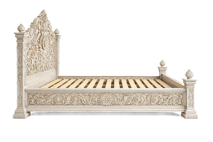 Château Élysian Bloom™ Hand - Carved Solid Wood Platform Bed & Bedroom Collection – handcrafted solid wood furniture