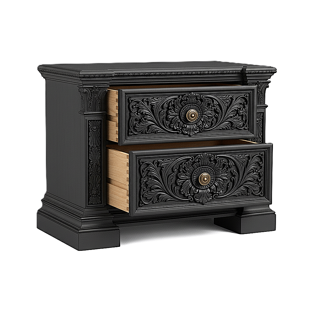 Château Élysian Bloom™ Hand - Carved Solid Wood Platform Bed & Bedroom Collection – handcrafted solid wood furniture
