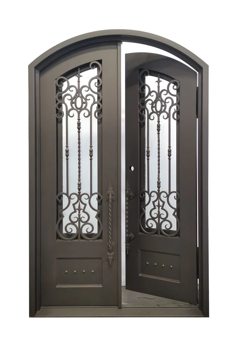 Clarity Wrought Iron Double Door – handcrafted solid wood furniture