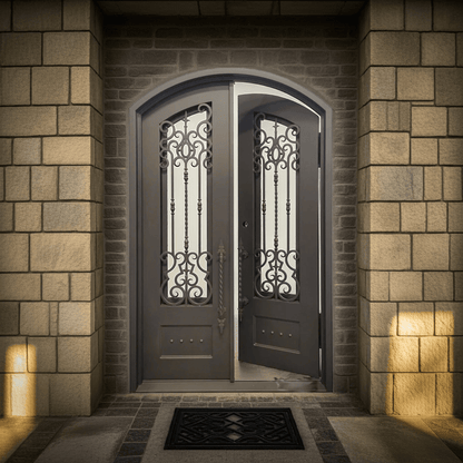 Clarity Wrought Iron Double Door – handcrafted solid wood furniture