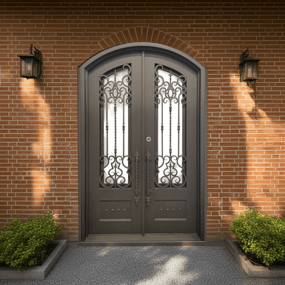 Clarity Wrought Iron Double Door – handcrafted solid wood furniture