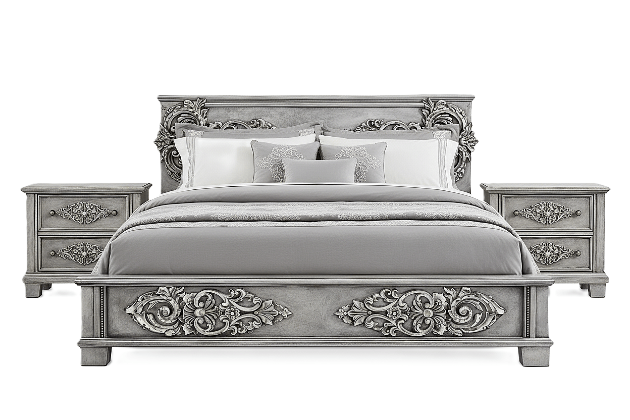 Cristallo™ Antique Hand - Carved Solid Wood Platform Bed & Bed Collection – handcrafted solid wood furniture