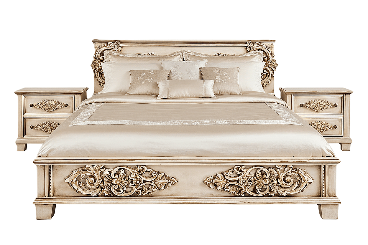 Cristallo™ Antique Hand - Carved Solid Wood Platform Bed & Bed Collection – handcrafted solid wood furniture