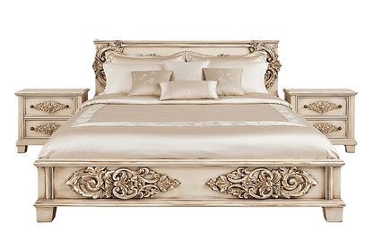 Cristallo™ Antique Hand - Carved Solid Wood Platform Bed & Bed Collection – handcrafted solid wood furniture