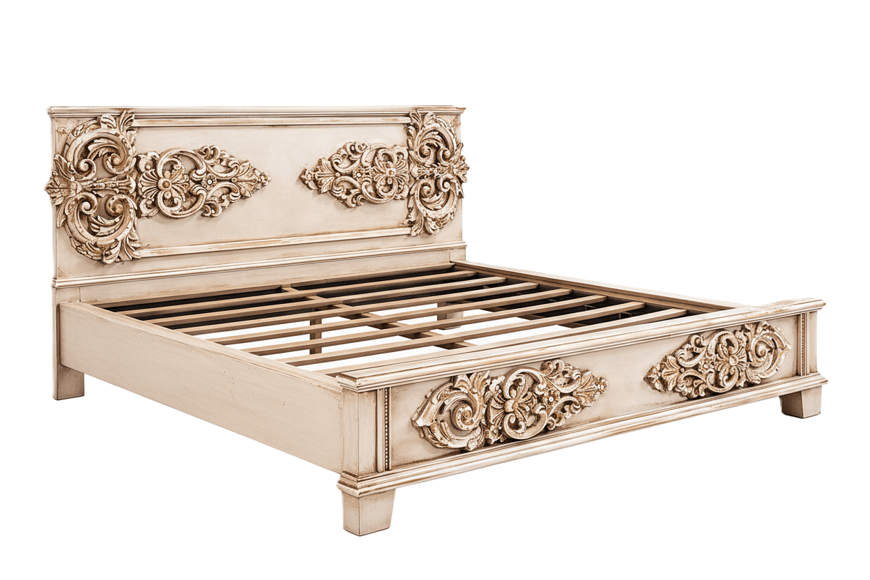 Cristallo™ Antique Hand - Carved Solid Wood Platform Bed & Bed Collection – handcrafted solid wood furniture