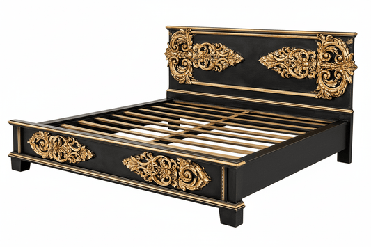 Cristallo™ Antique Hand - Carved Solid Wood Platform Bed & Bed Collection – handcrafted solid wood furniture