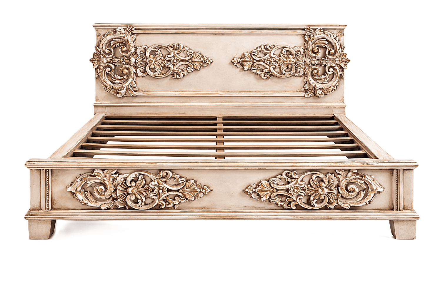 Cristallo™ Antique Hand - Carved Solid Wood Platform Bed & Bed Collection – handcrafted solid wood furniture