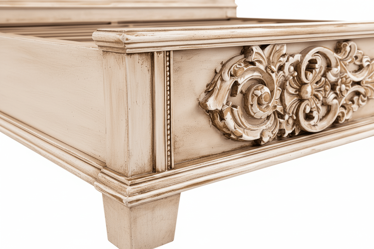 Cristallo™ Antique Hand - Carved Solid Wood Platform Bed & Bed Collection – handcrafted solid wood furniture