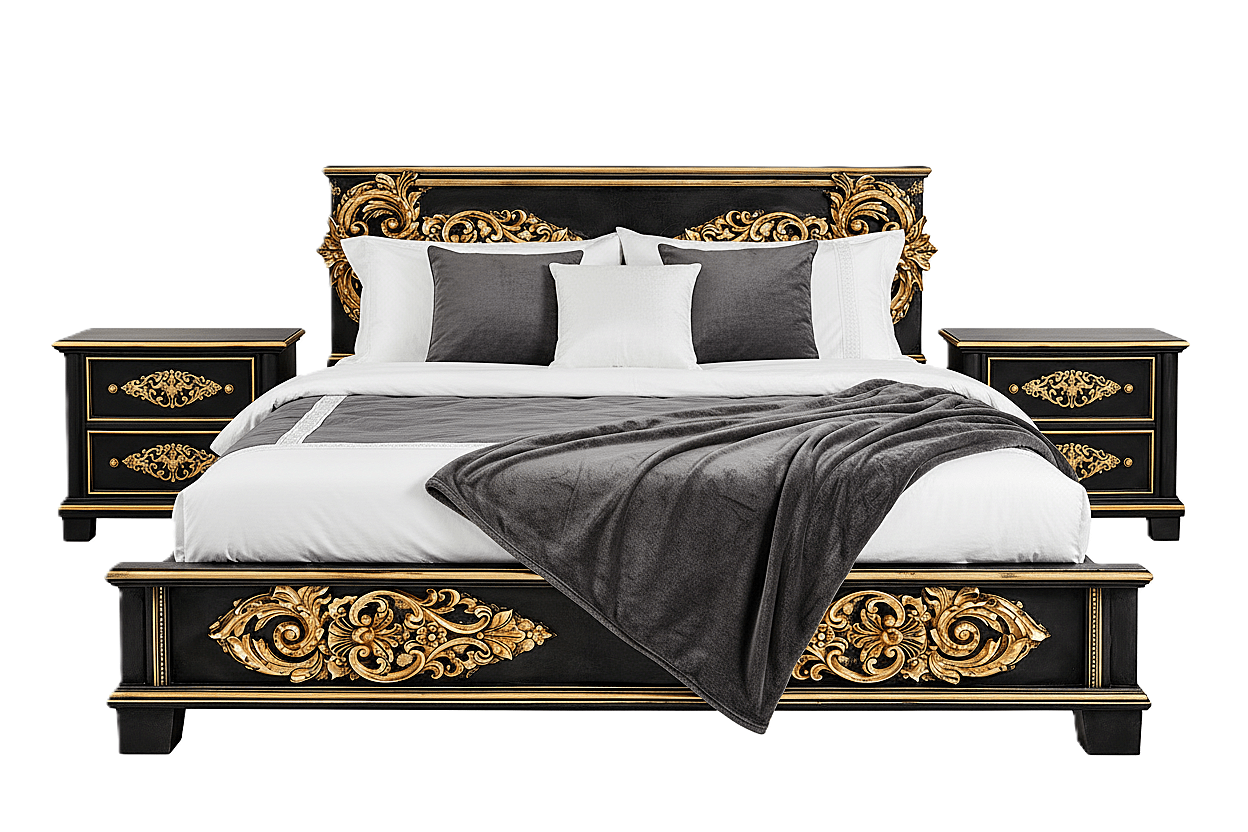 Cristallo™ Antique Hand - Carved Solid Wood Platform Bed & Bed Collection – handcrafted solid wood furniture