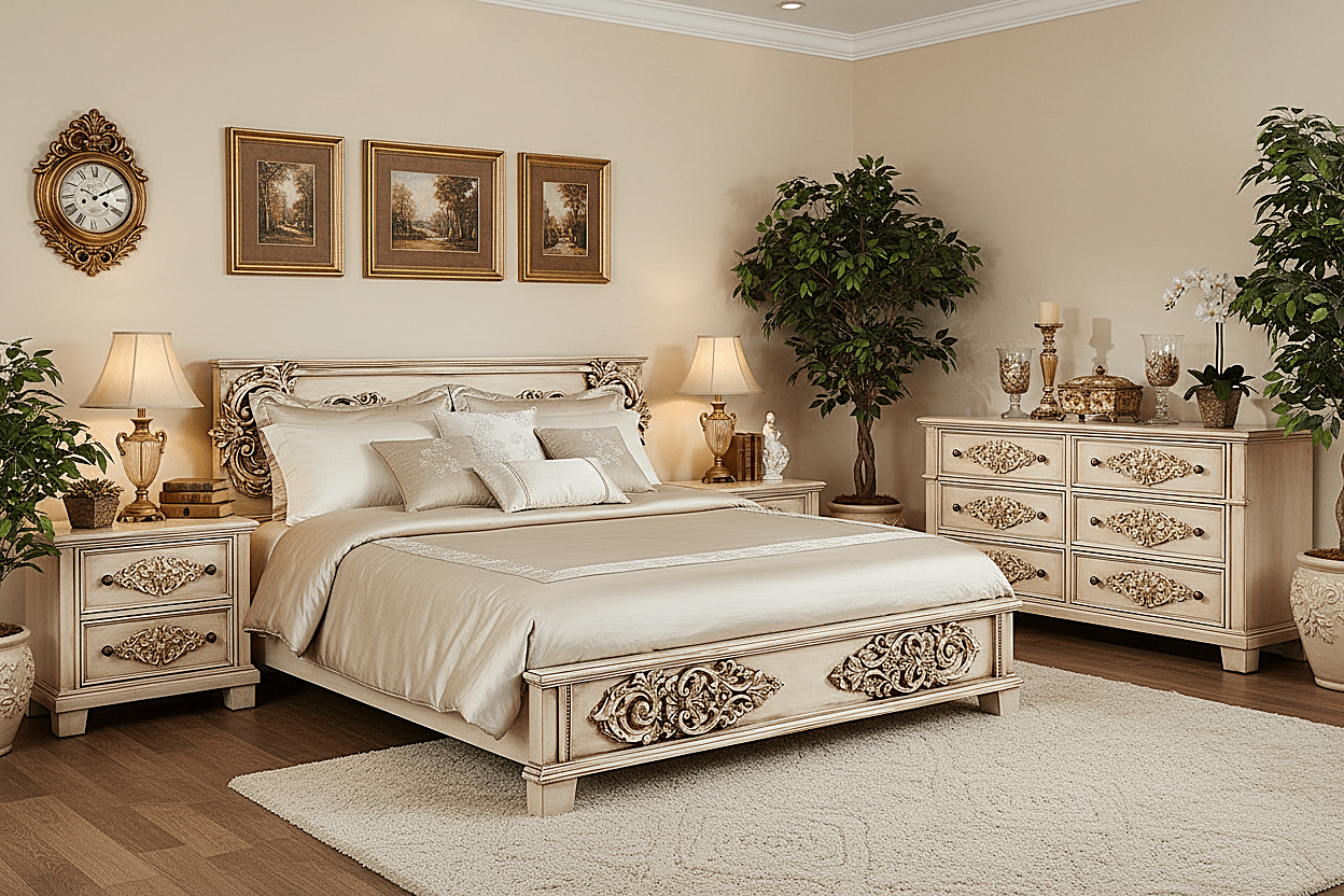 Cristallo™ Antique Hand - Carved Solid Wood Platform Bed & Bed Collection – handcrafted solid wood furniture