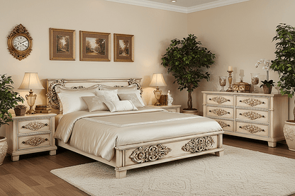 Cristallo™ Antique Hand - Carved Solid Wood Platform Bed & Bed Collection – handcrafted solid wood furniture