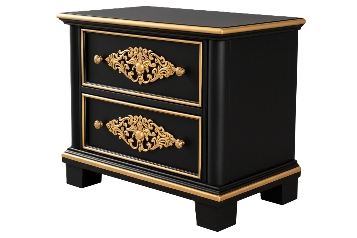 Cristallo™ Hand - Carved Solid Wood Nightstand – handcrafted solid wood furniture