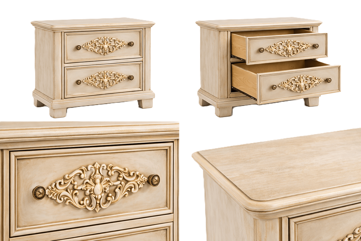 Cristallo™ Hand - Carved Solid Wood Nightstand – handcrafted solid wood furniture