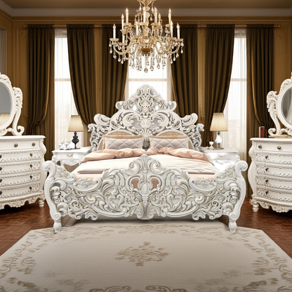 Bonita Indian Hand Carved Solid Mango Wood Bed