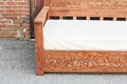 Dalia Hand Carved Indian Solid Wooden Daybed by Hibashi Furniture – handcrafted solid wood furniture made in India