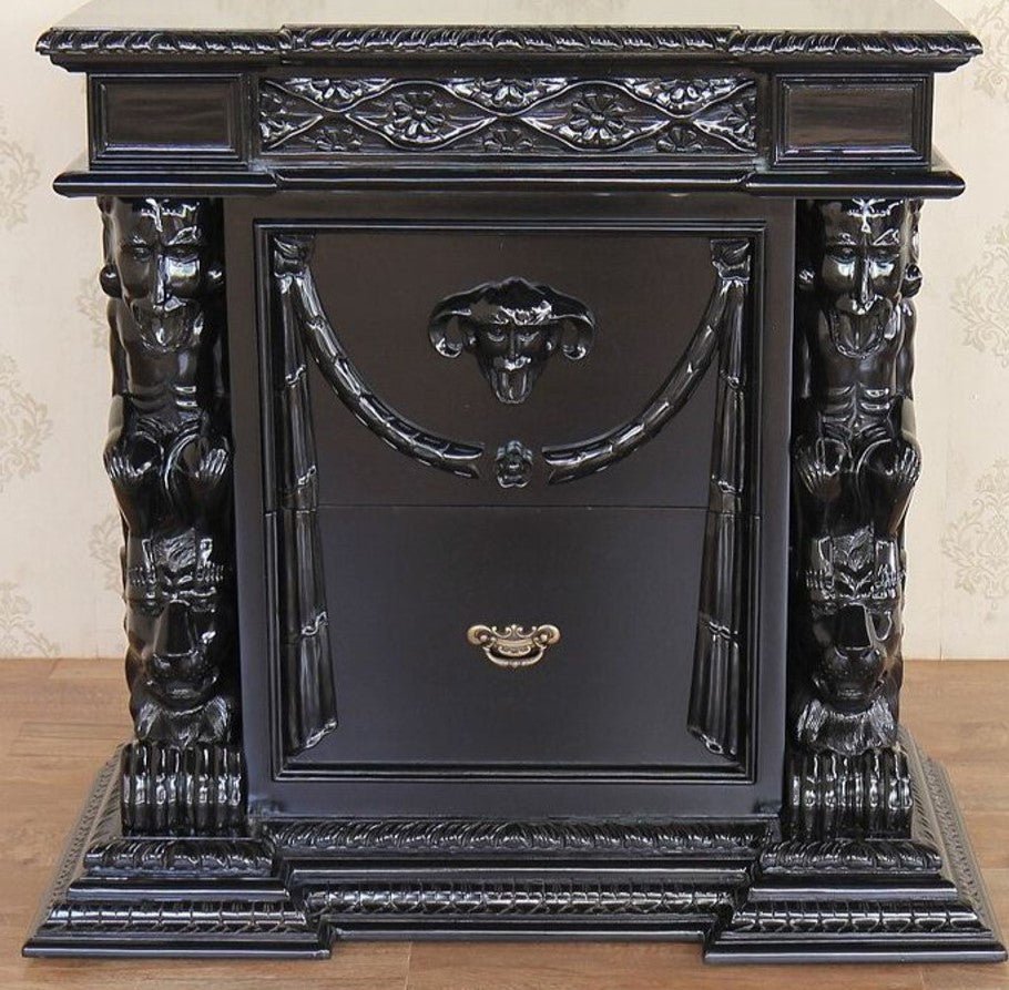 Daze Gothic Hand Carved Nightstand – handcrafted solid wood furniture
