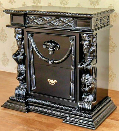 Daze Hand Carved Gothic Nightstand by Hibashi Furniture – handcrafted solid wood furniture made in India
