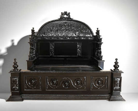 Daze Gothic Hand Carved Platform Bed – handcrafted solid wood furniture