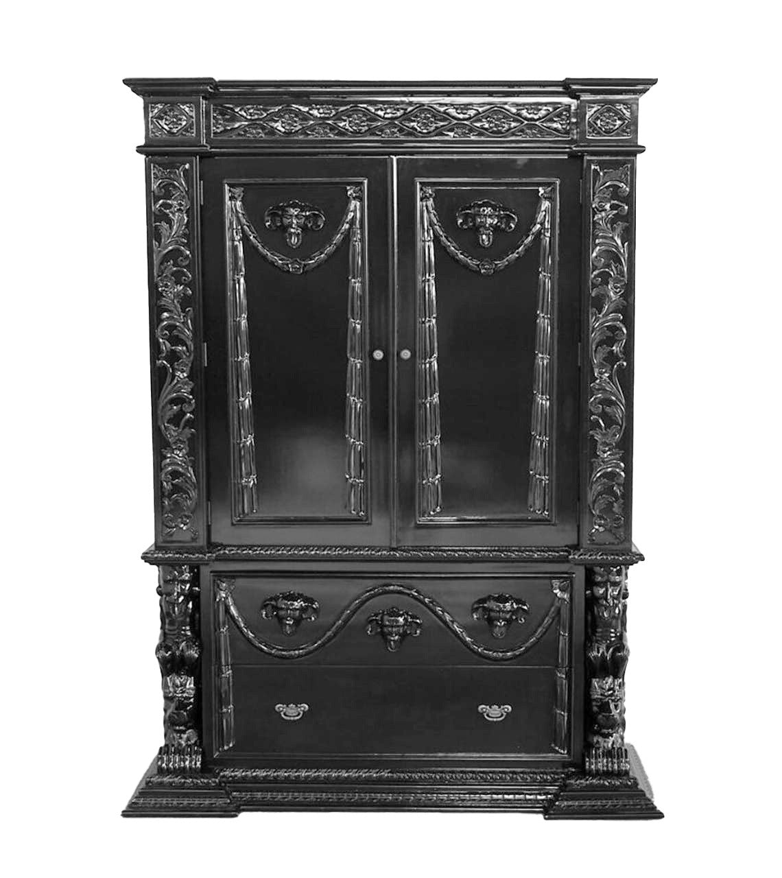 Daze Hand Carved Gothic Wardrobe Armoire – handcrafted solid wood furniture