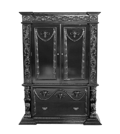 Daze Hand Carved Gothic Wardrobe Armoire – handcrafted solid wood furniture