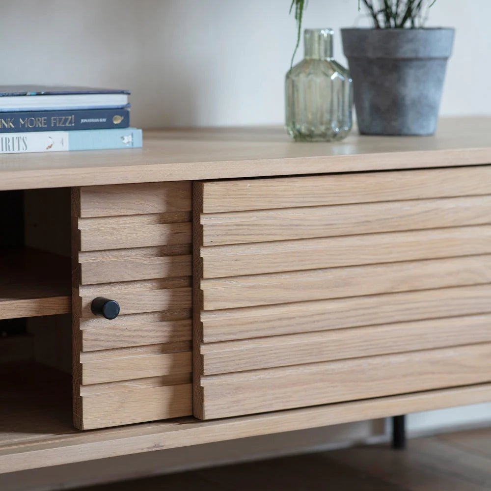 Dura Solid Wood Natural Media Unit – handcrafted solid wood furniture