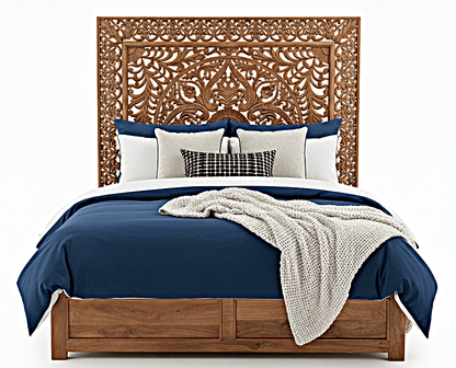 Dynasty Hand Carved Wooden Jody Bed Frame With Storage Drawers – handcrafted solid wood furniture