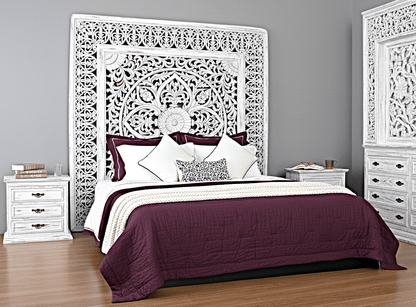 Dynasty Hand Carved Wooden Jody Bed Frame With Storage Drawers – handcrafted solid wood furniture