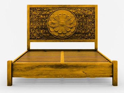 Dynasty Mughal Hand Carved Solid Wooden 4 - Piece Bedroom Set – handcrafted solid wood furniture