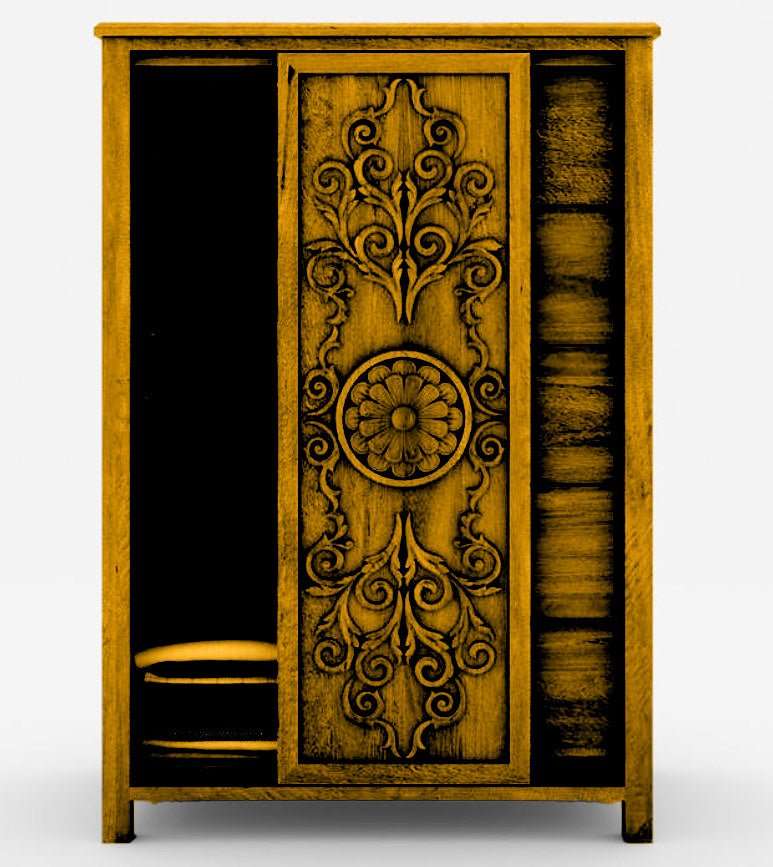 Dynasty Mughal Hand Carved Solid Wooden 5 - Drawer Armoire / Tall Dresser – handcrafted solid wood furniture