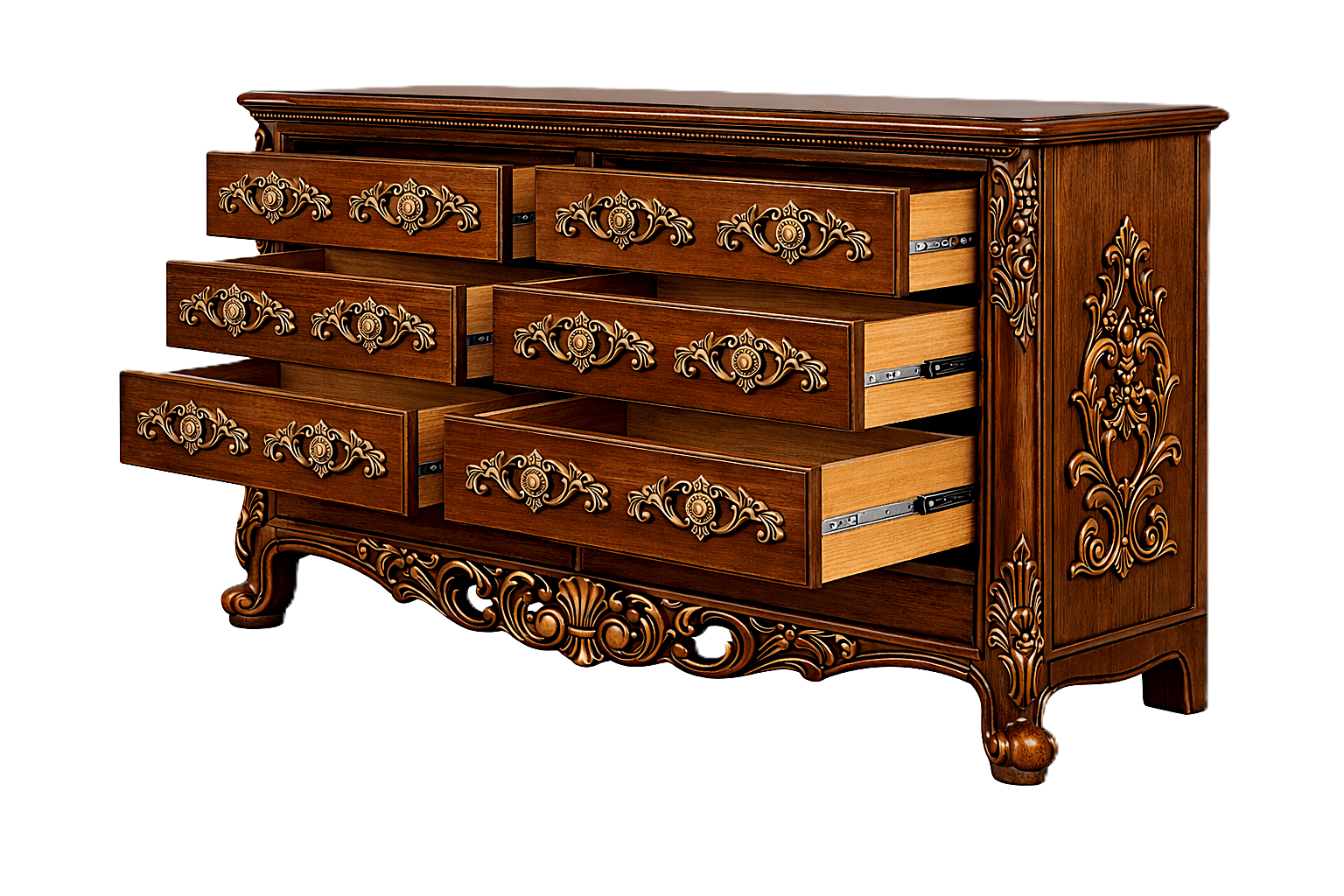 Eldoria Palace™ Hand - Carved Solid Teak Wood Dresser With Mirror Frame – handcrafted solid wood furniture