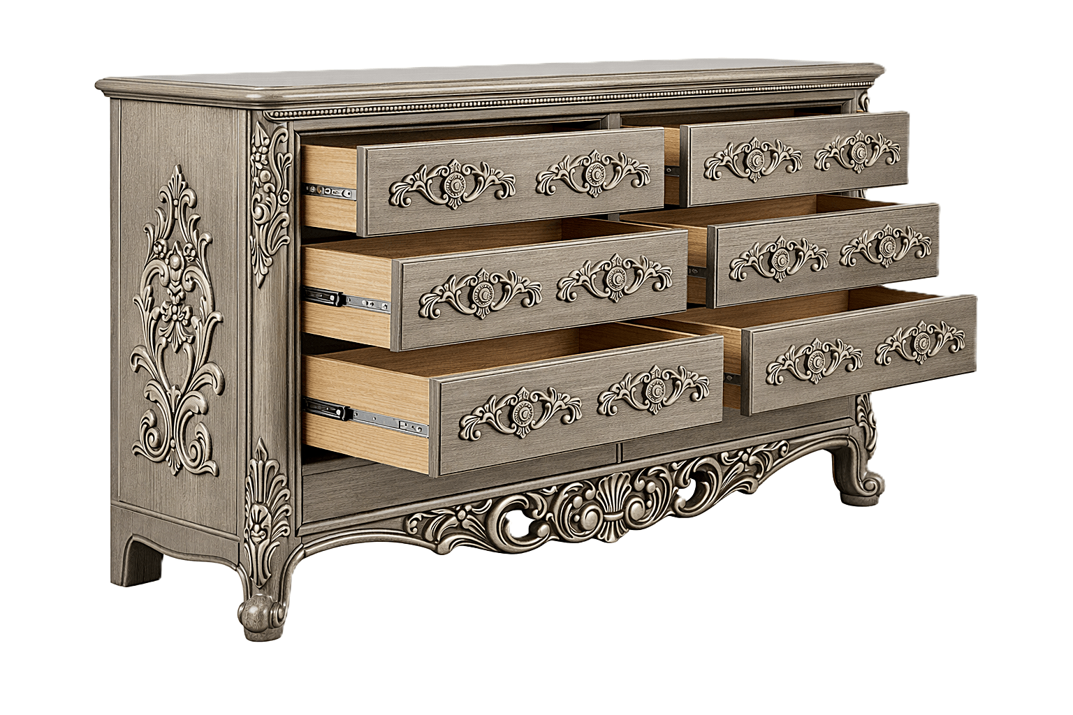 Eldoria Palace™ Hand - Carved Solid Teak Wood Dresser With Mirror Frame – handcrafted solid wood furniture