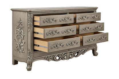 Eldoria Palace™ Hand - Carved Solid Teak Wood Dresser With Mirror Frame – handcrafted solid wood furniture