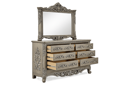 Eldoria Palace™ Hand - Carved Solid Teak Wood Dresser With Mirror Frame – handcrafted solid wood furniture