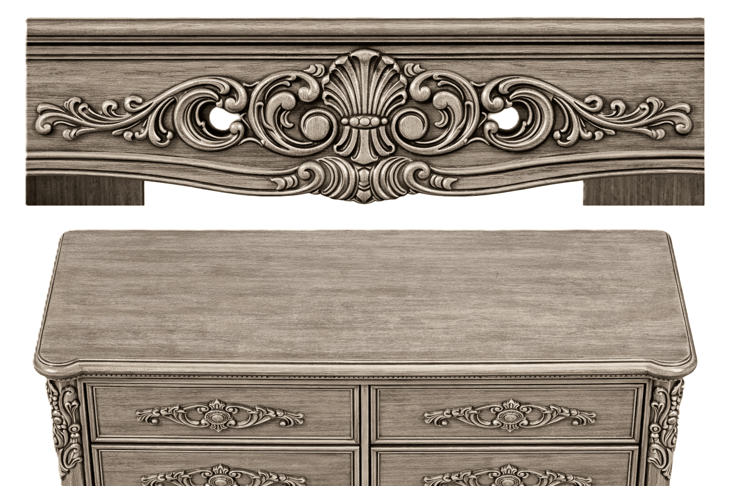 Eldoria Palace™ Hand - Carved Solid Teak Wood Dresser With Mirror Frame – handcrafted solid wood furniture