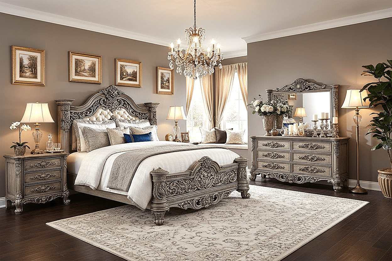 Eldoria Palace™ Hand - Carved Solid Teak Wood Dresser With Mirror Frame – handcrafted solid wood furniture