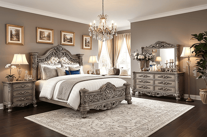 Eldoria Palace™ Hand - Carved Solid Teak Wood Dresser With Mirror Frame – handcrafted solid wood furniture