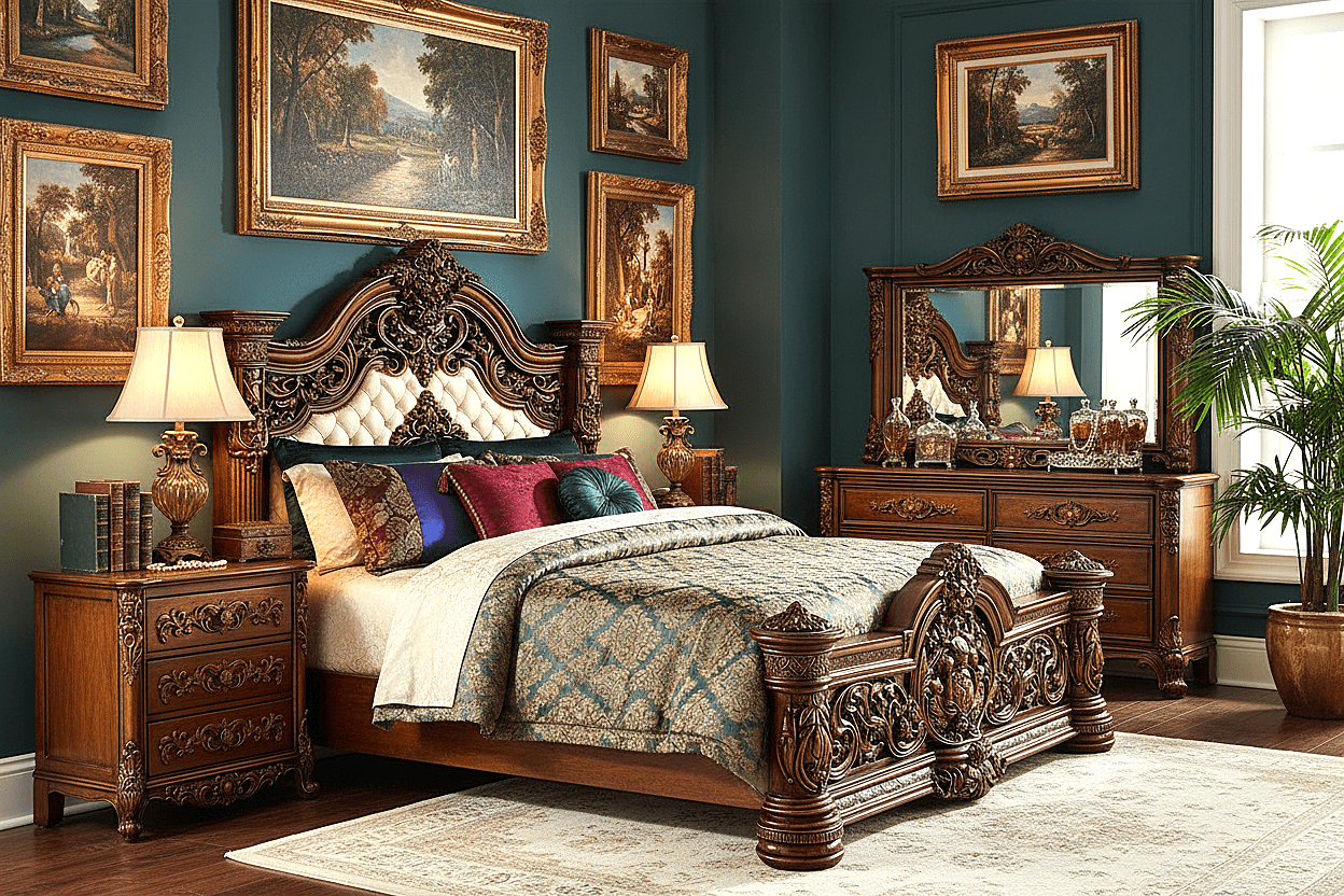 Eldoria Palace™ Hand - Carved Solid Teak Wood Dresser With Mirror Frame – handcrafted solid wood furniture