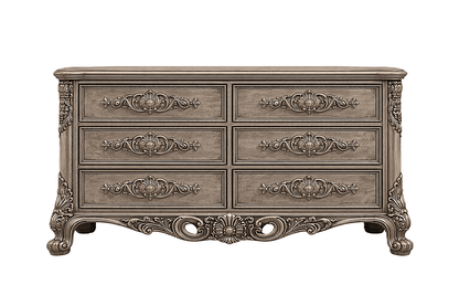 Eldoria Palace™ Hand - Carved Solid Teak Wood Dresser With Mirror Frame – handcrafted solid wood furniture