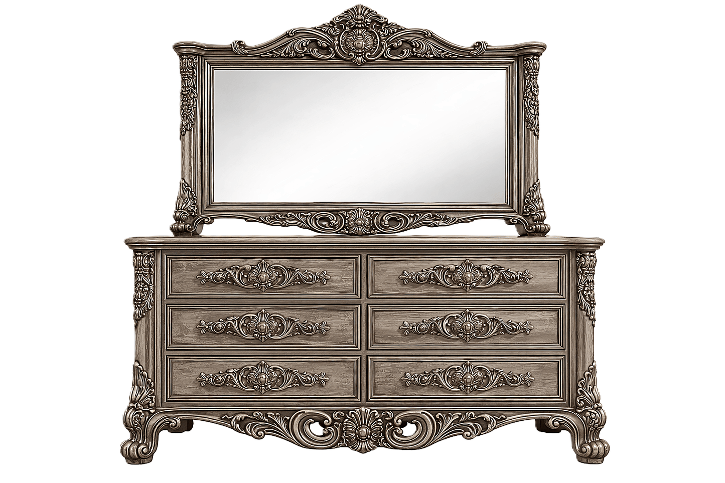 Eldoria Palace™ Hand - Carved Solid Teak Wood Dresser With Mirror Frame – handcrafted solid wood furniture